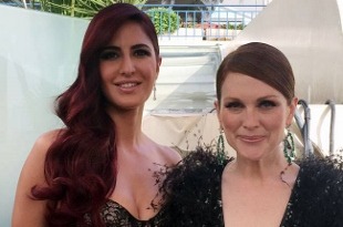 Katrina Kaif strikes a pose with Julianne Moore at Cannes..