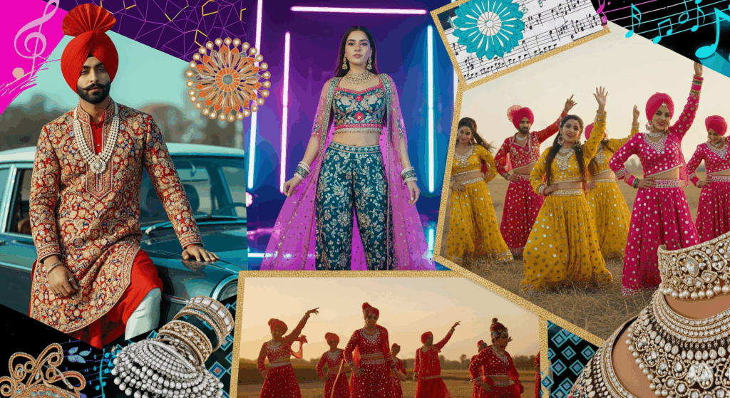 Punjabi singer wearing traditional sherwani and sneakers in 2025 music video