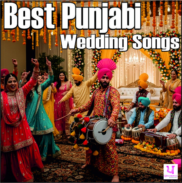 Family performing Punjabi wedding dance