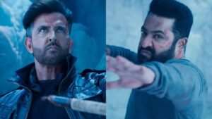 "Action-packed scene from War 2 featuring Hrithik Roshan in a thrilling combat sequence."