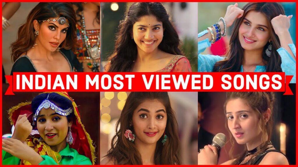 Collage of top Indian music videos from YouTube featuring popular artists and vibrant musical visuals, symbolizing India's most-watched songs of 2025.