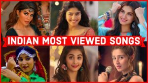Collage of top Indian music videos from YouTube featuring popular artists and vibrant musical visuals, symbolizing India's most-watched songs of 2025.
