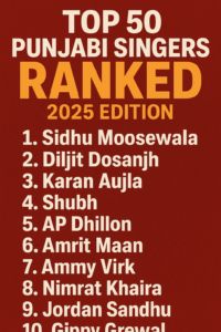 Top 50 Punjabi Singers Ranked 2025 - 2026 Edition (Most Popular & Most Streamed)