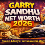 Garry Sandhu Net Worth 2026 thumbnail with money, luxury car, private jet and global success theme