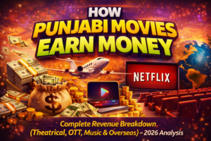 How Punjabi movies earn money thumbnail showing box office, OTT platforms, music revenue and overseas income sources