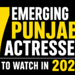 Text-only thumbnail on a black background featuring the headline "7 Emerging Punjabi Actresses to Watch in 2026" in bold white and yellow typography.