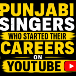 Black background thumbnail with bold yellow and white text reading “Punjabi Singers Who Started Their Careers on YouTube” in a high-contrast YouTube-style design.