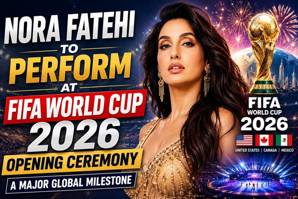 Nora Fatehi performing on stage ahead of her FIFA World Cup 2026 opening ceremony appearance in Toronto, Canada.