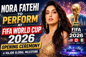 Nora Fatehi performing on stage ahead of her FIFA World Cup 2026 opening ceremony appearance in Toronto, Canada.
