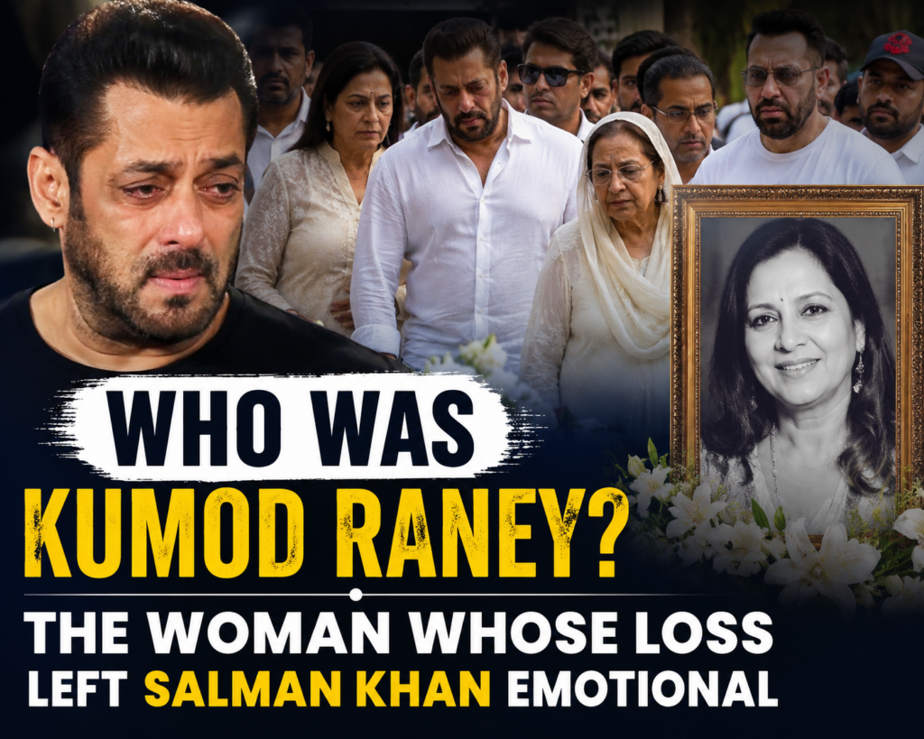 Salman Khan attending Kumod Raney’s funeral and appearing emotional alongside members of the Khan family.
