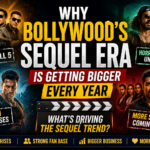 Bollywood sequel franchises highlighted in a cinematic thumbnail featuring action, comedy, and horror-comedy film themes, illustrating the growing popularity of sequel films in the Indian film industry.