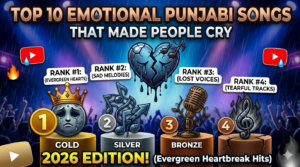 Emotional Punjabi songs playlist featuring sad heartbreak music vibe with tearful emotional mood aesthetic background