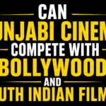 Bold text-based thumbnail asking whether Punjabi cinema can compete with Bollywood and South Indian films, featuring yellow and white typography on a black background.