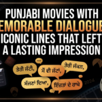 Punjabi Movies With Memorable Dialogues thumbnail featuring bold yellow and white text on a black background, highlighting iconic dialogue-driven Punjabi films without celebrity images.