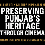 Black background thumbnail with bold white and golden-yellow text reading "The Role of Folk Culture in Punjabi Movies" and "Preserving Punjab's Heritage Through Cinema" in a clean, modern typography design without celebrity images.