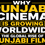 Black background thumbnail with bold white and yellow typography reading "Why Punjabi Cinema Is Growing Worldwide – The Global Rise of Punjabi Films." The design is text-only with modern headline styling and no celebrity or movie images.