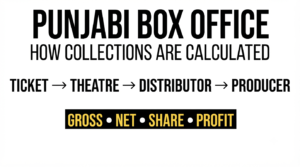 Punjabi box office collection calculation showing gross, net, distributor share and theatre share