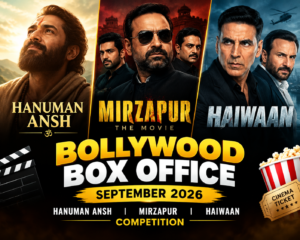 Bollywood Box Office September 2026 featuring Hanuman Ansh, Mirzapur: The Movie and Haiwaan competition