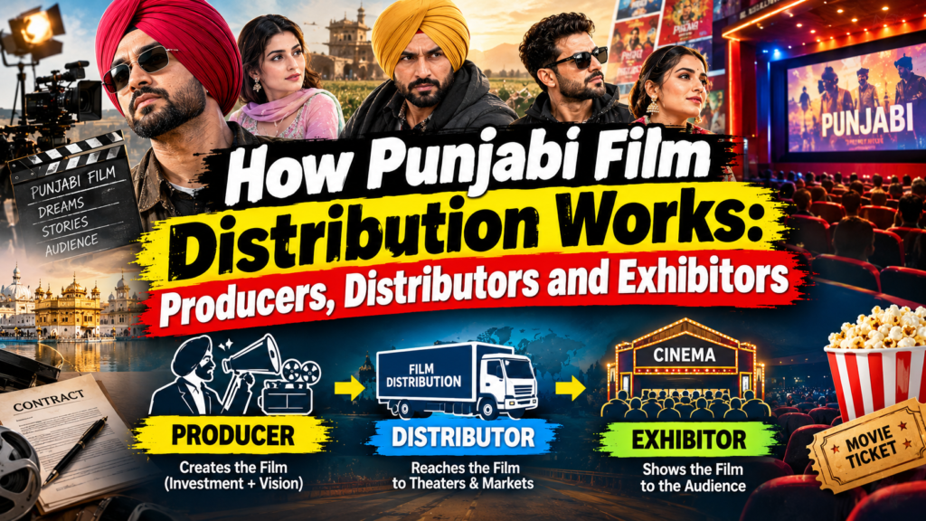Punjabi film distribution process showing producers, distributors and exhibitors
